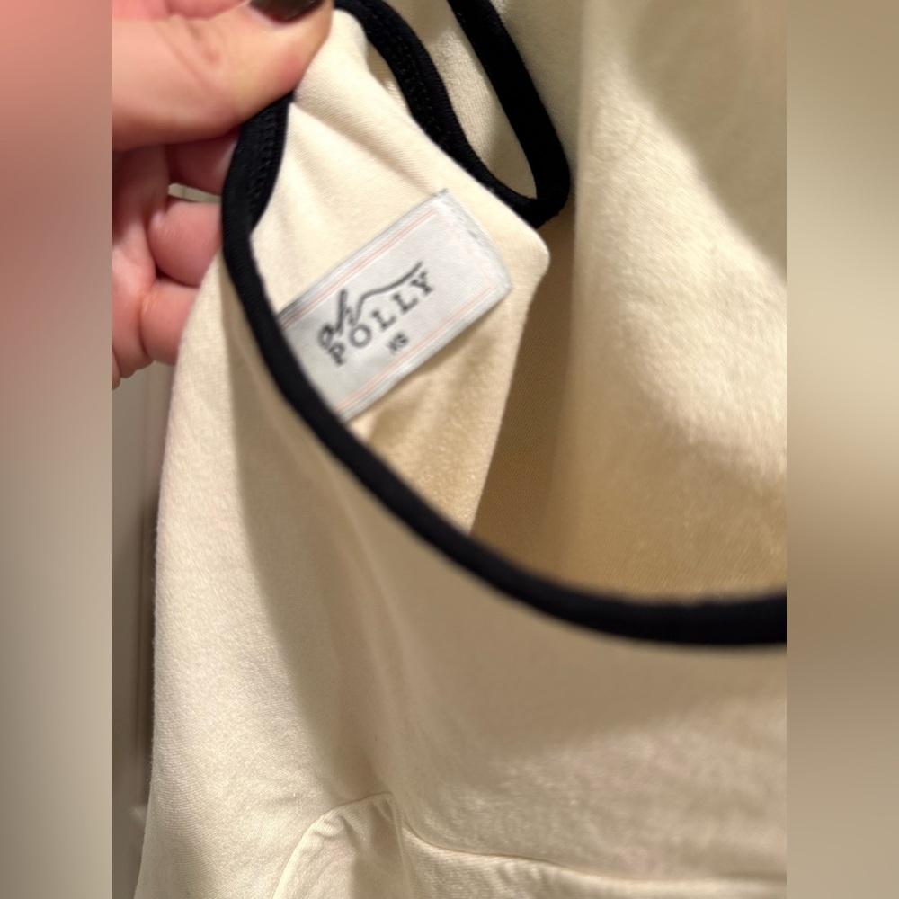 Oh Polly Carwen Modal Contrast-Trim Backless Midaxi Dress in Ivory XS - Picture 5 of 5